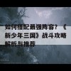 如何搭配最强阵容？《新少年三国》战斗攻略解析与推荐