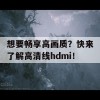 想要畅享高画质？快来了解高清线hdmi！