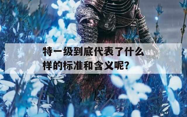 特一级到底代表了什么样的标准和含义呢？