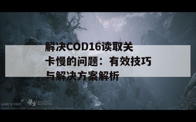 解决COD16读取关卡慢的问题：有效技巧与解决方案解析