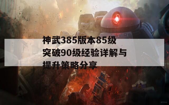 神武385版本85级突破90级经验详解与提升策略分享