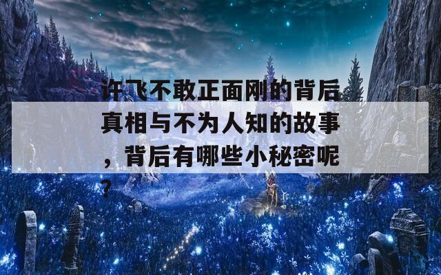 许飞不敢正面刚的背后真相与不为人知的故事，背后有哪些小秘密呢？