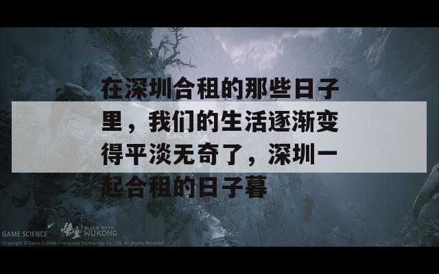 在深圳合租的那些日子里，我们的生活逐渐变得平淡无奇了，深圳一起合租的日子暮