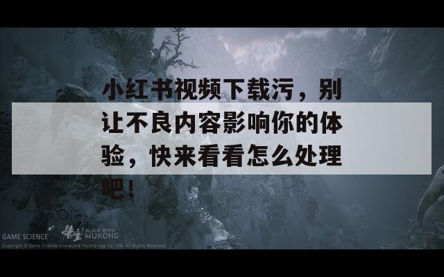 小红书视频下载污，别让不良内容影响你的体验，快来看看怎么处理吧！