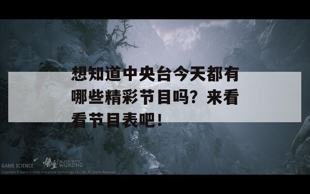 想知道中央台今天都有哪些精彩节目吗？来看看节目表吧！