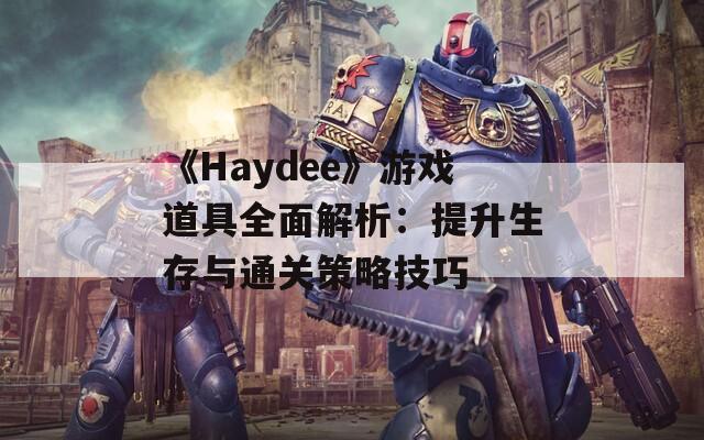 《Haydee》游戏道具全面解析：提升生存与通关策略技巧